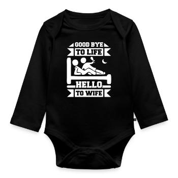 Crazy Wife Husband Gift Funny - Organic Longsleeve Baby Bodysuit - black - Front