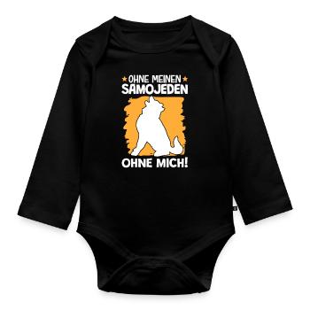 Samojede ohne mich nordischer Schlittenhund - Baby Bio-Langarm-Body - Schwarz - Vorne