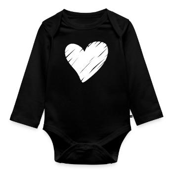 Cœur Blanc - Body Bébé bio manches longues - noir - Devant
