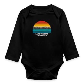 Lake Thomas Nebraska - Organic Longsleeve Baby Bodysuit - black - Front