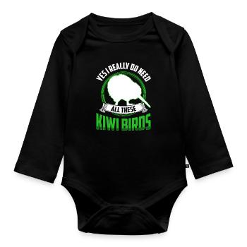 Besoin de ces oiseaux kiwis Oiseau kiwi de Nouvelle-Zélande - Body Bébé bio manches longues - noir - Devant