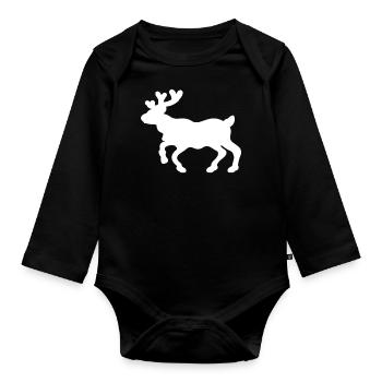 Rentier Elch Geschenkidee Weihnachten - Baby Bio-Langarm-Body - Schwarz - Vorne