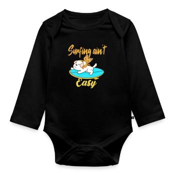 Surfing ain't Easy - Organic Longsleeve Baby Bodysuit - black - Front