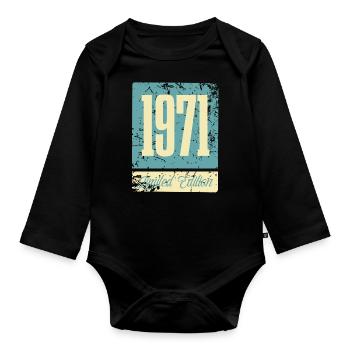 1971 Né Anniversaire Année de naissance - Body Bébé bio manches longues - noir - Devant