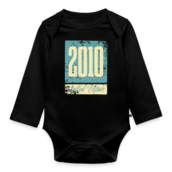 2010 Born Birthday Year of birth - Organic Longsleeve Baby Bodysuit - black - Front