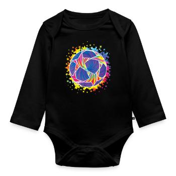 Colorful Football Splash Football Lover Game Day - Organic Longsleeve Baby Bodysuit - black - Front