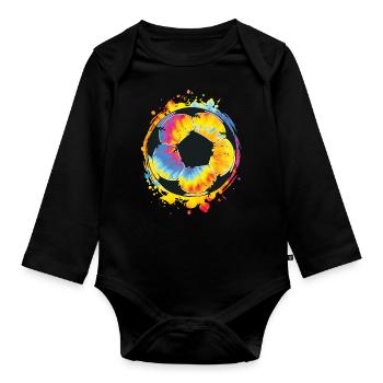 Colorful Football Splash Football Lover Game Day - Organic Longsleeve Baby Bodysuit - black - Front