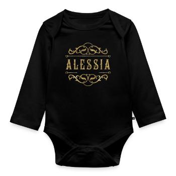 Alessia gold - Organic Longsleeve Baby Bodysuit - black - Front