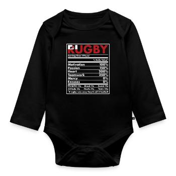 Nutrition Tonga Rugby - Organic Longsleeve Baby Bodysuit - black - Front