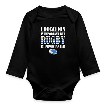 Mais le rugby est plus important Uruguay Rugby - Body Bébé bio manches longues - noir - Devant