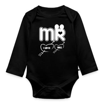 Frisch verheirartet Hochzeit Ehepaar Partnerlook - Baby Bio-Langarm-Body - Schwarz - Vorne