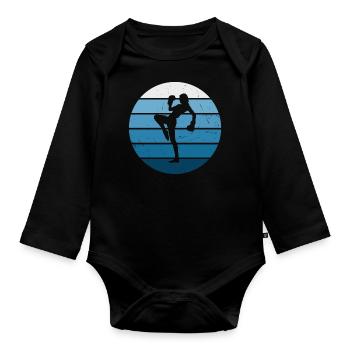 Kickboxer Damen Kickboxen Boxing Herren Kickbox - Baby Bio-Langarm-Body - Schwarz - Vorne