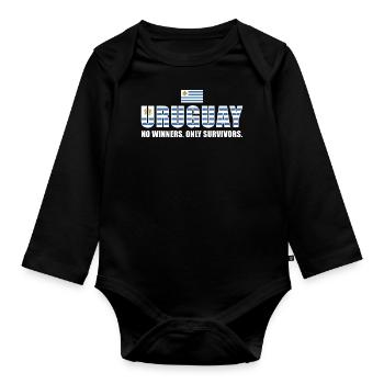 Uruguay No Winners Only Survivors Uruguay Rugby - Organic Longsleeve Baby Bodysuit - black - Front