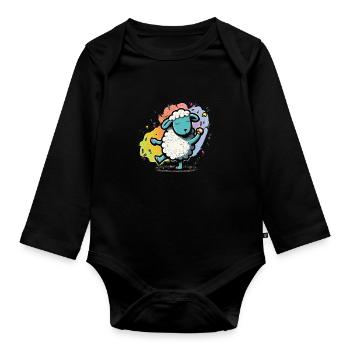 Lustige Bunte Schafe - Baby Bio-Langarm-Body - Schwarz - Vorne