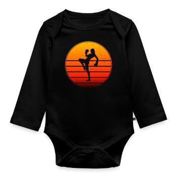 Women's Kickboxer Kickboxing Kickboxing Boxing - Organic Longsleeve Baby Bodysuit - black - Front