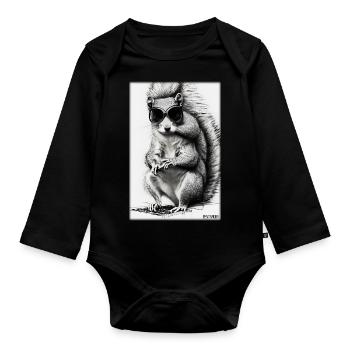 Squirrel Sunglasses Wildlife Forest Animal Forest - Organic Longsleeve Baby Bodysuit - black - Front