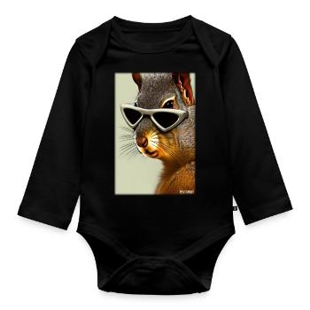 Squirrel Sunglasses Wildlife Forest Animal Forest - Organic Longsleeve Baby Bodysuit - black - Front