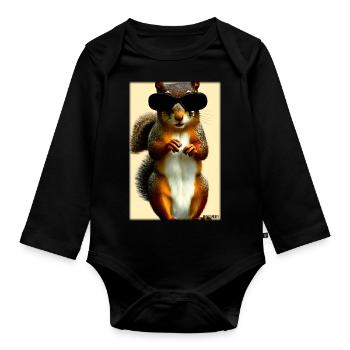 Squirrel Sunglasses Wildlife Forest Animal Forest - Organic Longsleeve Baby Bodysuit - black - Front