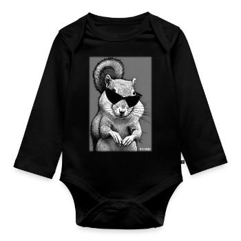 Squirrel Sunglasses Wildlife Forest Animal Forest - Organic Longsleeve Baby Bodysuit - black - Front