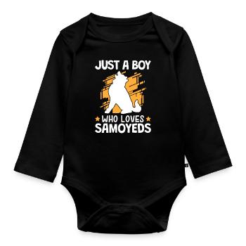 Garçon qui aime Samoyèdes Samoyèdes Nordiques Samoyède - Body Bébé bio manches longues - noir - Devant