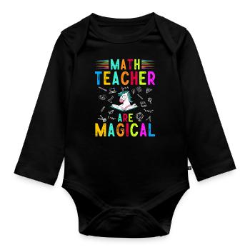Professeur de mathématiques Licorne - Body Bébé bio manches longues - noir - Devant