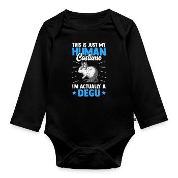 Degu just a costume Chilean rodent - Organic Longsleeve Baby Bodysuit - black - Front