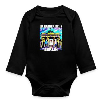 I'd rather be in Berlin - Organic Longsleeve Baby Bodysuit - black - Front