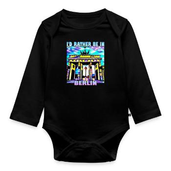 I'd rather be in Berlin - Organic Longsleeve Baby Bodysuit - black - Front