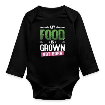 Chef végétalien Ma nourriture est cultivée Restaurant Chefs végétaliens - Body Bébé bio manches longues - noir - Devant