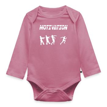 motivation sport running humor zombie - Organic Longsleeve Baby Bodysuit - mauve - Front