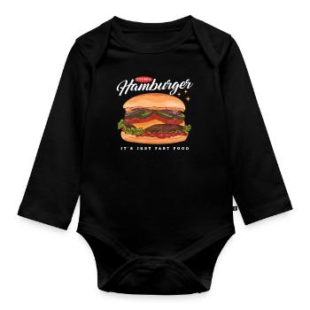 Hamburger Fast Food Fastfood Burger Geschenk - Baby Bio-Langarm-Body - Schwarz - Vorne