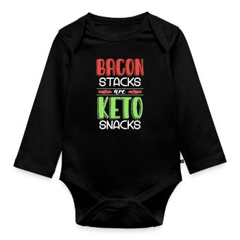 Les piles de bacon de régime cétogène sont des aliments sains céto - Body Bébé bio manches longues - noir - Devant