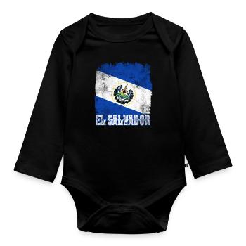 Vacances du drapeau du Salvador - Body Bébé bio manches longues - noir - Devant