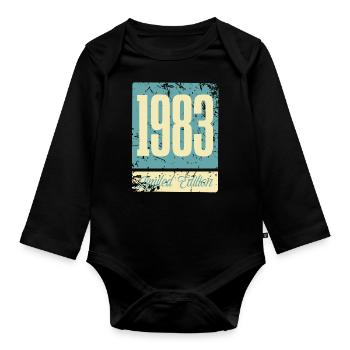 1983 Naissance Anniversaire Année de naissance - Body Bébé bio manches longues - noir - Devant
