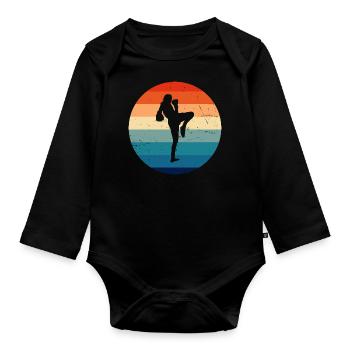Boxe Thaï Hommes Muay Thai Boxe Thaï Boxeur Thaï - Body Bébé bio manches longues - noir - Devant