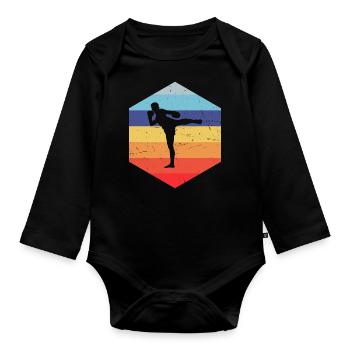 Women's Thai Boxer Thai Muay Thai Thaiboxing - Organic Longsleeve Baby Bodysuit - black - Front
