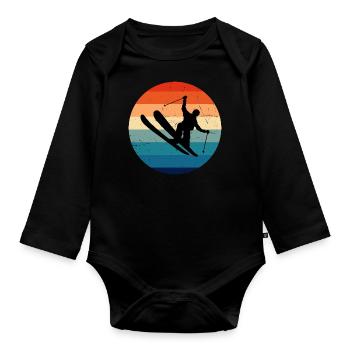 Ski Freestyle Freestyle Ski Damen Slopestyle - Baby Bio-Langarm-Body - Schwarz - Vorne