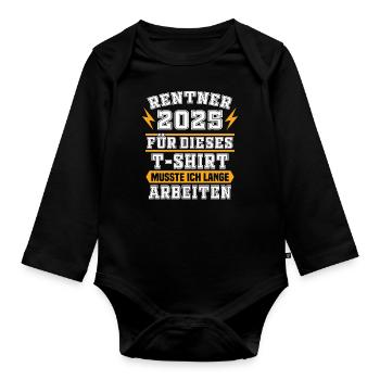 Pensionär 2025 Geschenk Pensionierung Geschenkidee - Baby Bio-Langarm-Body - Schwarz - Vorne