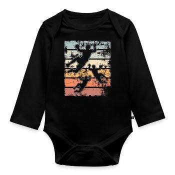 Handball Handballer - Baby Bio-Langarm-Body - Schwarz - Vorne