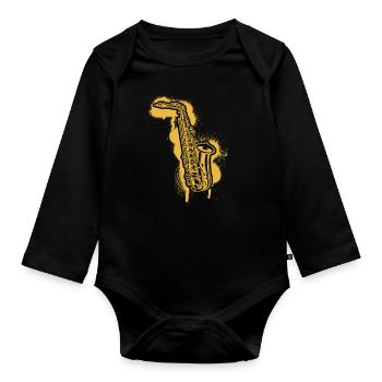Saxophone Saxophoniste Saxophoniste - Body Bébé bio manches longues - noir - Devant