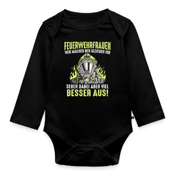 Feuerwehr Freiwillige Feuerwehr - Baby Bio-Langarm-Body - Schwarz - Vorne