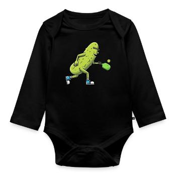 Funny Cucumber Lovers Pickleball Players - Organic Longsleeve Baby Bodysuit - black - Front