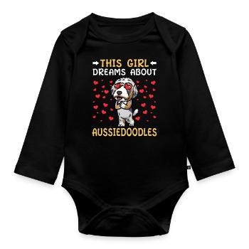 Aussiedoodle Chien - Body Bébé bio manches longues - noir - Devant