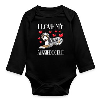 Aussiedoodle Chien - Body Bébé bio manches longues - noir - Devant