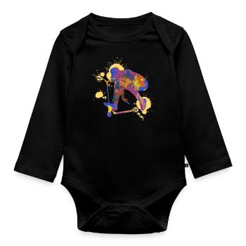 Stunt Scooter - Baby Bio-Langarm-Body - Schwarz - Vorne