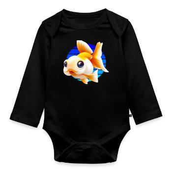 Goldfish - Organic Longsleeve Baby Bodysuit - black - Front