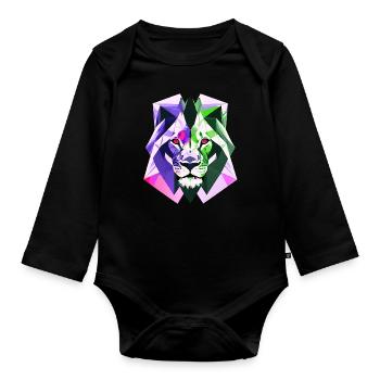 Polygon Löwe - Baby Bio-Langarm-Body - Schwarz - Vorne