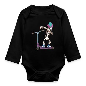 Stunt Scooter Tretroller - Baby Bio-Langarm-Body - Schwarz - Vorne