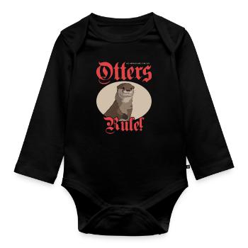 Otter Sea Otter | Otter Gift - Organic Longsleeve Baby Bodysuit - black - Front