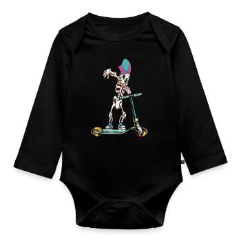 Dabbing Stunt Scooter - Baby Bio-Langarm-Body - Schwarz - Vorne